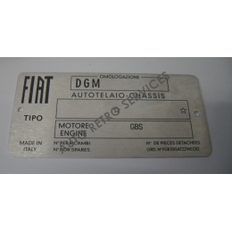 CAR IDENTIFICATION PLATE - FIAT 850 SPORT / SPIDER